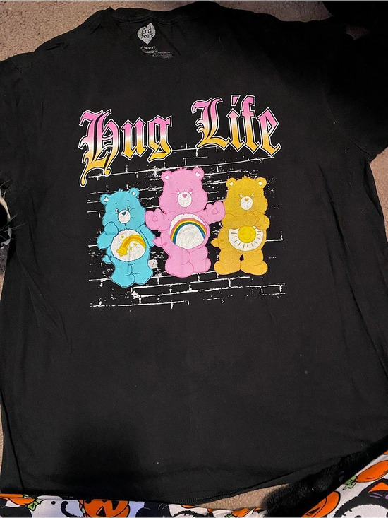 Care Bears Tops - Care Bears Hug Life Graphic T-Shirt Tee Black XL